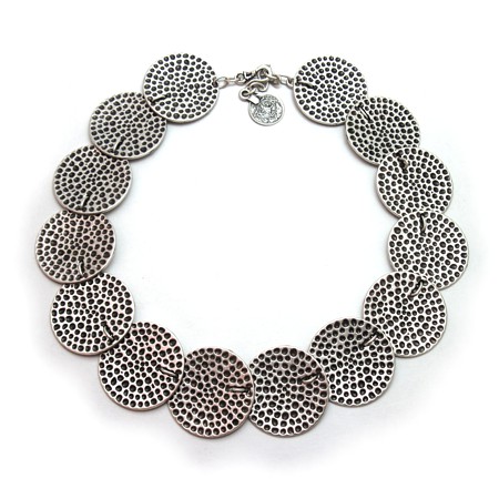 Dimpled Circle Link Zinc Necklace by Seraglio - Click Image to Close